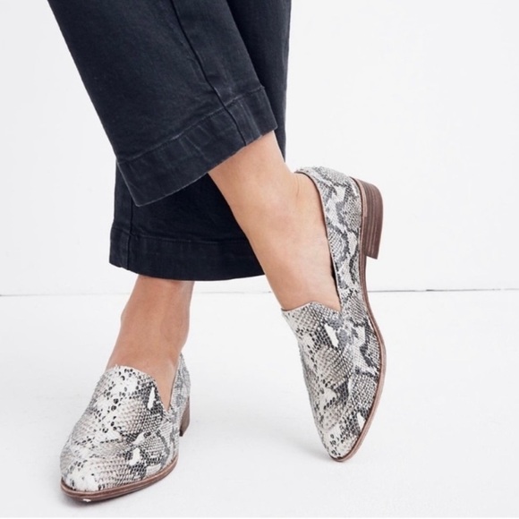Madewell Shoes - Madewell The Frances Loafer Women’s 5.5 Stamped Snakeskin Heel Animal Gray